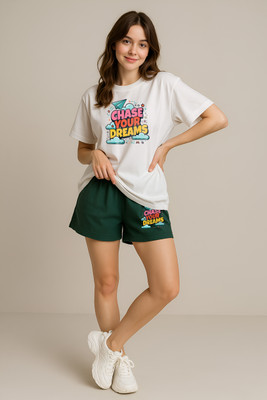 My Swag Women Printed Green Night Suit Set