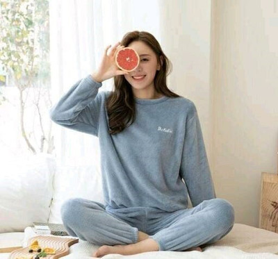 FitIn OutFit Women Solid Blue Night Suit Set