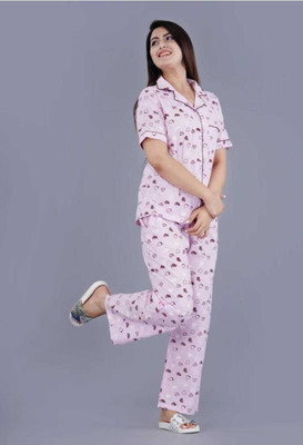 Mukaraniya Women Printed Brown Night Suit Set