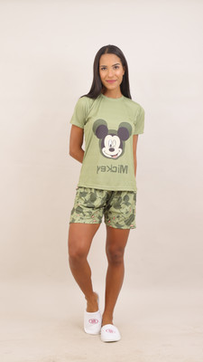 Kashtbhnjan Women Printed Dark Green Night Suit Set