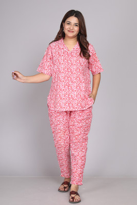 KALAVISHA Women Printed Red Night Suit Set