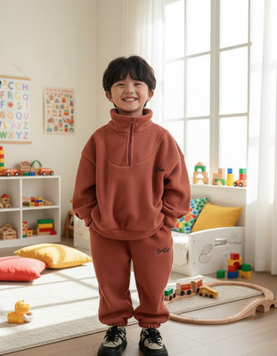 Stem Rope Boys & Girls Solid Red Night Suit Set
