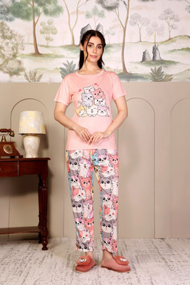 COZY NIGHTDRESS Women Printed, Checkered Multicolor Top & Pyjama Set
