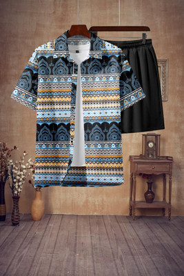 GLORI STAR Men Printed Multicolor Night Suit Set