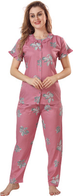 Lovira Women Floral Print Pink Top & Pyjama Set