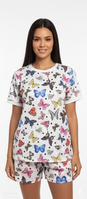 DreamBe Women Printed White Night Suit Set