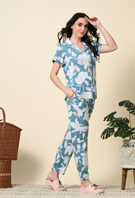 DreamBe Women Printed Green Night Suit Set