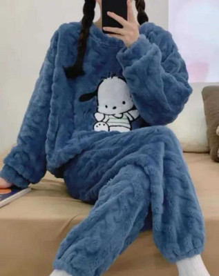 AVYARA Women Printed Blue Night Suit Set