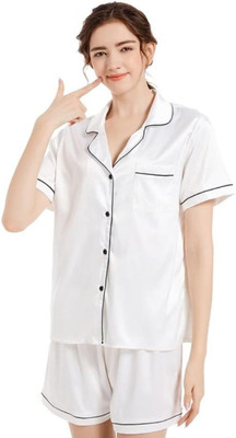 Vd hub Women Solid Grey Night Suit Set
