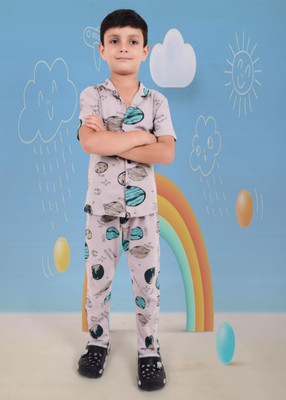 3BROS Boys Printed Multicolor Night Suit Set