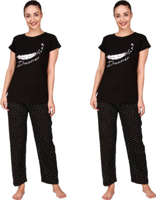 Trendy World Women Printed Multicolor Night Suit Set