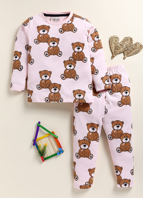 Lazy Shark Girls Printed Pink Top & Pyjama Set