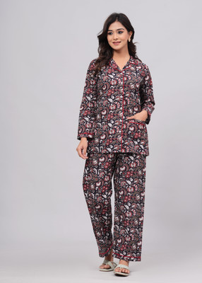 ARCTEE Women Floral Print Multicolor Shirt & Pyjama set