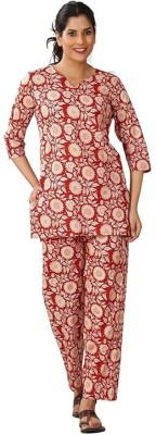 Babita Collections Women Self Design Red, Beige Night Suit Set