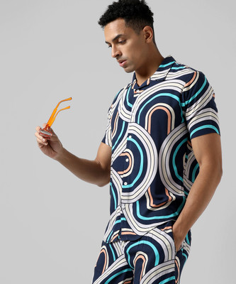 CAMPUS SUTRA Men Printed Blue Top & Shorts Set