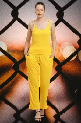 CANIDAE Women Solid Yellow Top & Pyjama Set