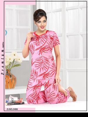 MF CREATION Women Printed Multicolor Night Suit Set