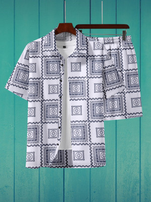LG FASHION Men Printed Grey Top & Shorts Set