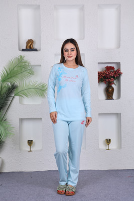 SKYBEN Women Printed Maroon Top & Pyjama Set