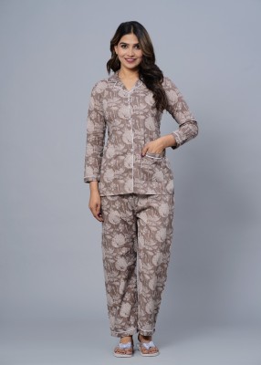 DAMMODE Women Printed Multicolor Shirt & Pyjama set