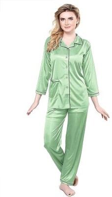 Anand Kumar Women Self Design Light Green Top & Pyjama Set