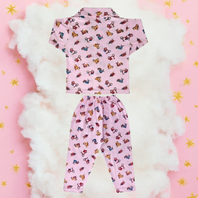 Sarvatapana Baby Boys & Baby Girls Printed Pink, Multicolor Night Suit Set