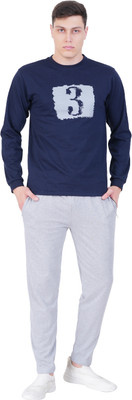 GOKUL FASHION Men Printed Grey Night Suit Set
