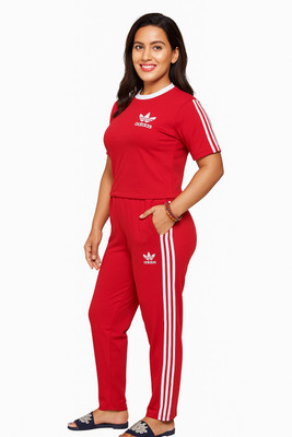 Daughterss Women Striped Red Top & Pyjama Set