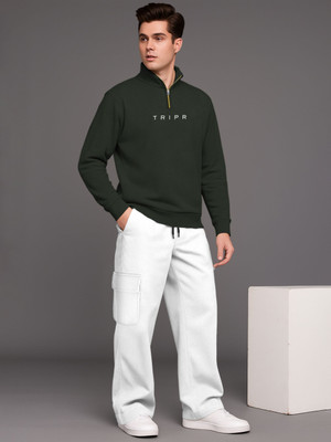 TRIPR Men Solid Dark Green, White Night Suit Set