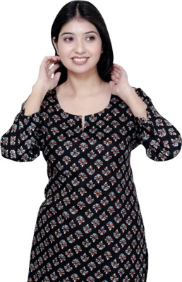 Dulhan kangan palace Women Printed Black Top & Pyjama Set