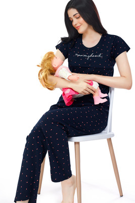 ZEYO Women Printed Multicolor Top & Pyjama Set