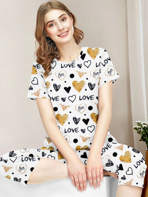 BelleBird Women Printed Multicolor Night Suit Set