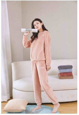 PKF Women Solid, Self Design Pink Night Suit Set