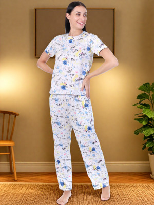 Marc Luarente Women Printed Blue Night Suit Set