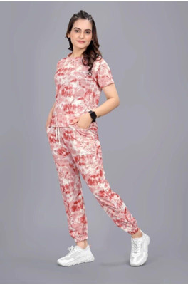 NICKYSPEARS Women Graphic Print Red Night Suit Set