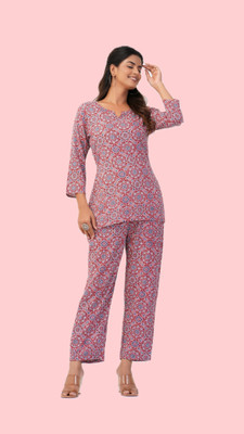 NeerajFashion Women Floral Print Multicolor Top & Pyjama Set