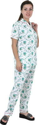Redglo Women Printed Green Shirt & Pyjama set
