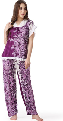 NIGHTGIRL Women Printed Multicolor Night Suit Set