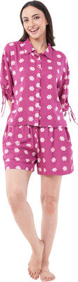 Snoozin Women Floral Print Multicolor Top & Shorts Set