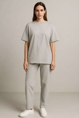 My Swag Women Solid Grey Top & Pyjama Set