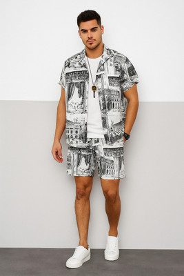 LG FASHION Men Printed Multicolor Top & Shorts Set