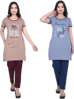 Clint Women Printed Multicolor Night Suit Set