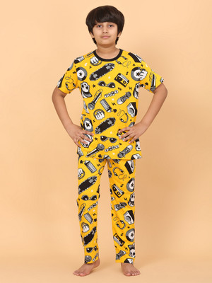 Ninos Dreams Boys Printed Yellow Top & Pyjama Set