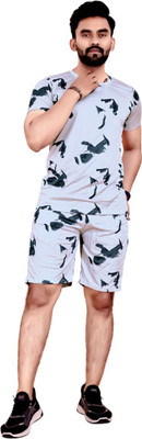 JILVA ENTERPRISE Men Printed Grey Night Suit Set