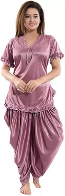 Kleidung Women Solid Purple Night Suit Set