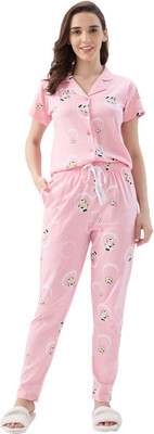 AV2 Women Printed Pink Top & Pyjama Set