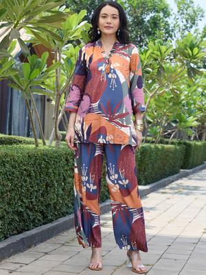ZEYO Women Floral Print Multicolor Night Suit Set