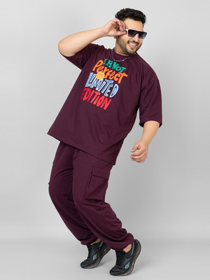 CHKOKKO Men Printed Purple Top & Pyjama Set