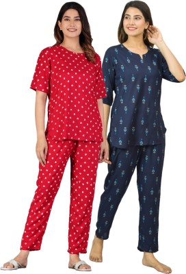 KALAVISHA Women Printed Multicolor Top & Pyjama Set