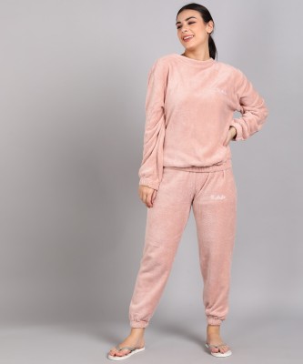 TrendVerse Women Solid Pink Night Suit Set